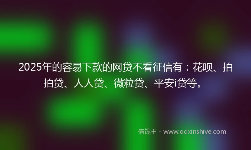 2025年的容易下款的网贷不看征信有：花呗、拍拍贷、人人贷、微粒贷、平安i贷等。