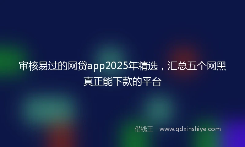 审核易过的网贷app2025年精选，汇总五个网黑真正能下款的平台
