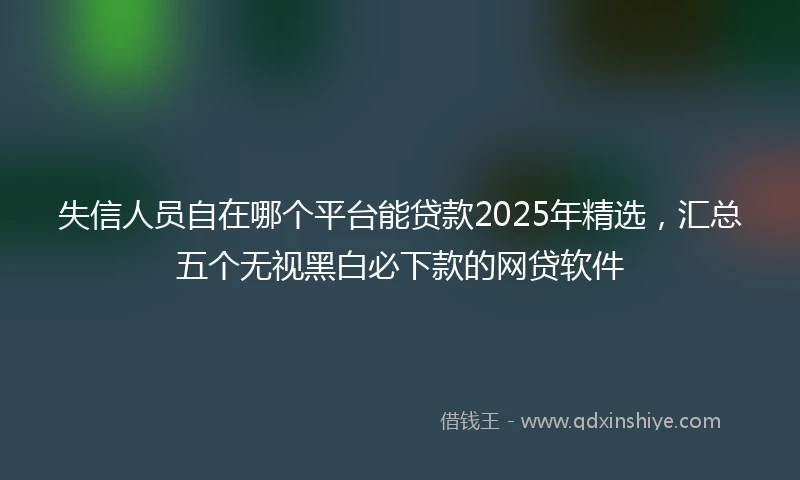 失信人员自在哪个平台能贷款2025年精选,汇总五个无视黑白必下款的网贷软件