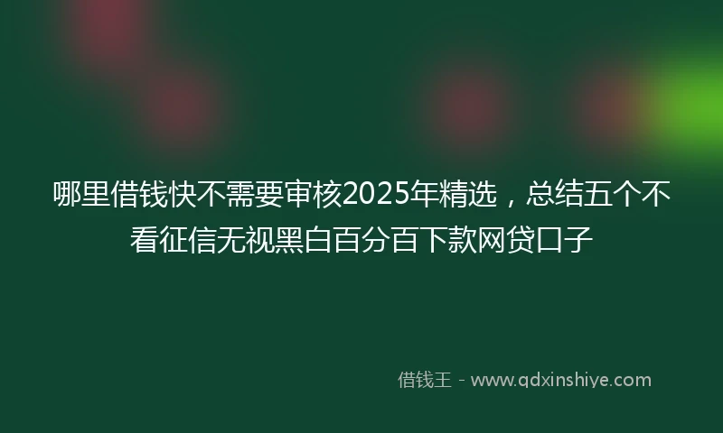 哪里借钱快不需要审核2025年精选，总结五个不看征信无视黑白百分百下款网贷口子