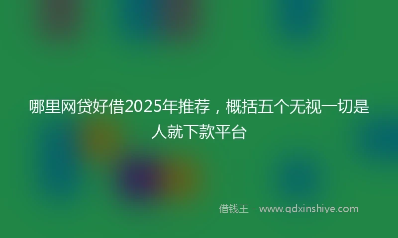 哪里网贷好借2025年推荐，概括五个无视一切是人就下款平台