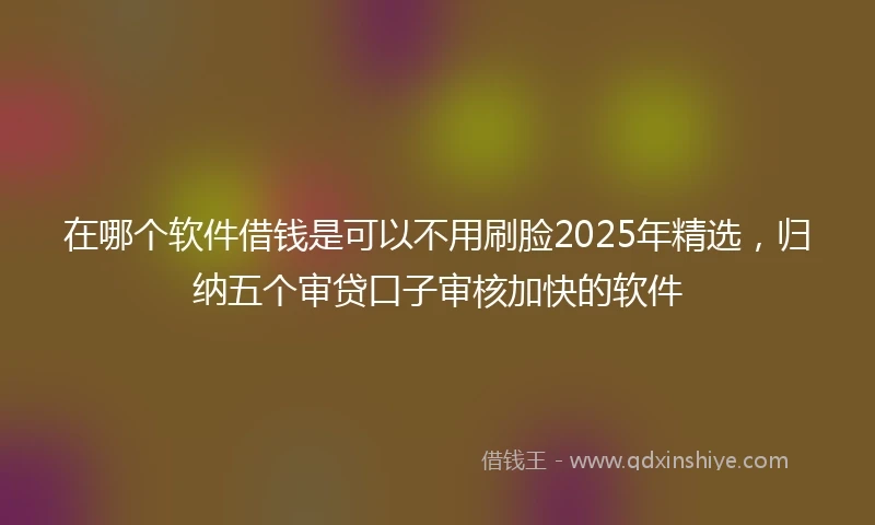 在哪个软件借钱是可以不用刷脸2025年精选，归纳五个审贷口子审核加快的软件
