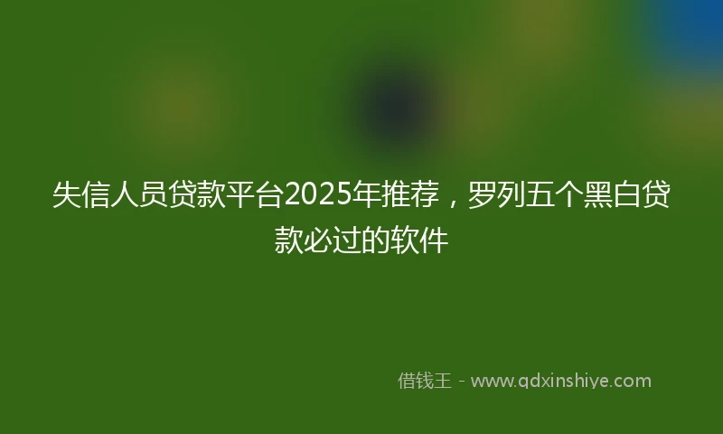 失信人员贷款平台2025年推荐，罗列五个黑白贷款必过的软件