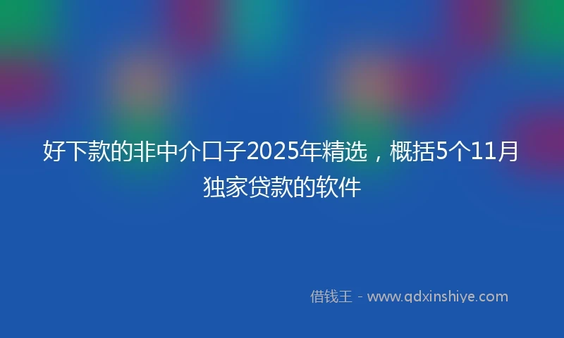 好下款的非中介口子2025年精选，概括5个11月独家贷款的软件