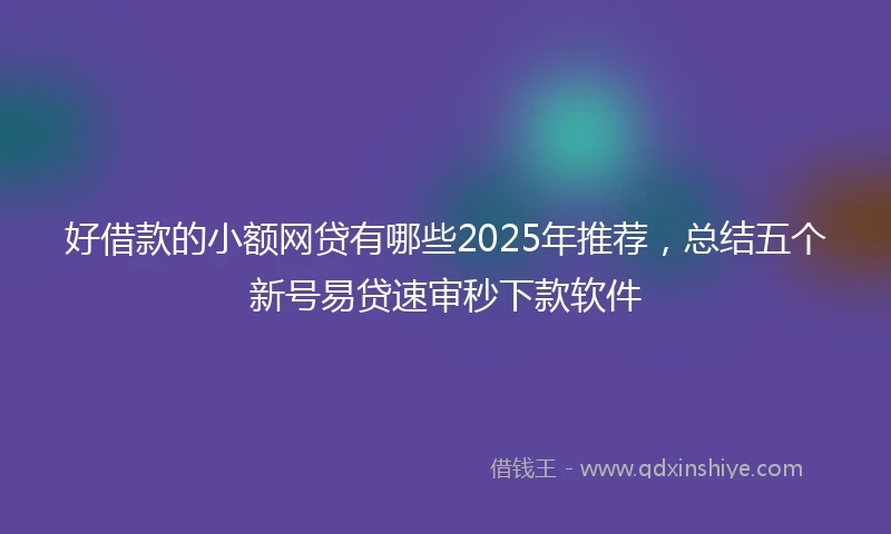 好借款的小额网贷有哪些2025年推荐，总结五个新号易贷速审秒下款软件