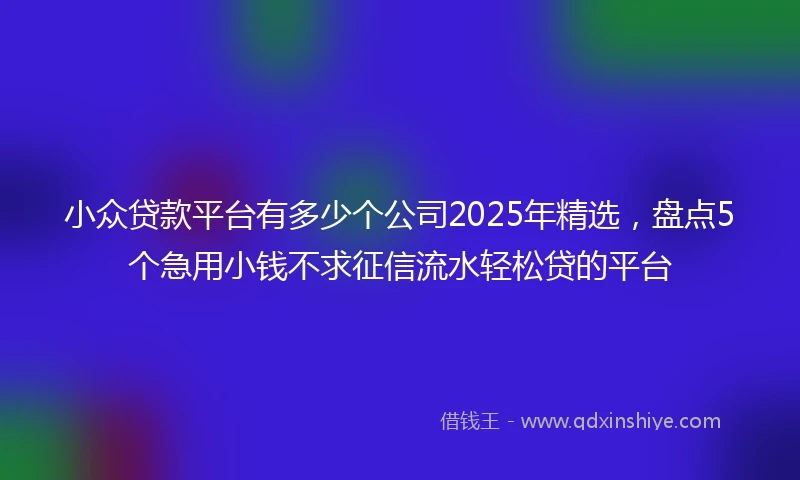 小众贷款平台有多少个公司2025年精选，盘点5个急用小钱不求征信流水轻松贷的平台