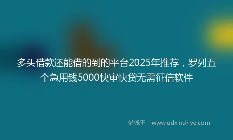 多头借款还能借的到的平台2025年推荐，罗列五个急用钱5000快审快贷无需征信软件