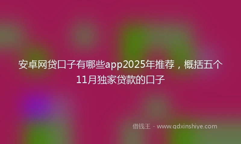 安卓网贷口子有哪些app2025年推荐，概括五个11月独家贷款的口子
