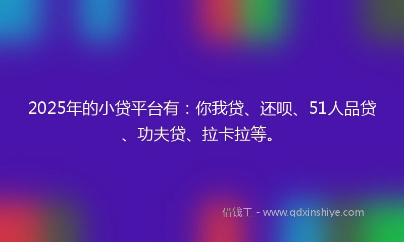 2025年的小贷平台有：你我贷、还呗、51人品贷、功夫贷、拉卡拉等。