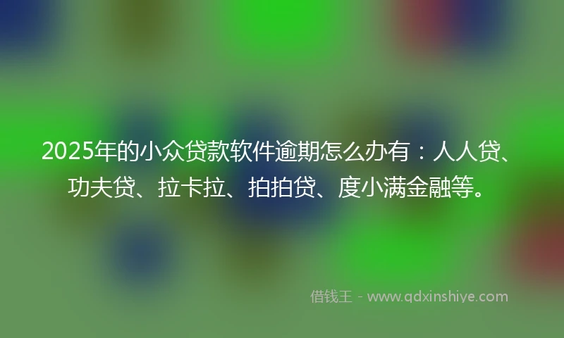 2025年的小众贷款软件逾期怎么办有：人人贷、功夫贷、拉卡拉、拍拍贷、度小满金融等。
