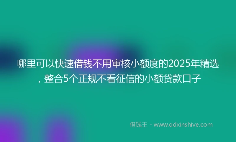 哪里可以快速借钱不用审核小额度的2025年精选，整合5个正规不看征信的小额贷款口子