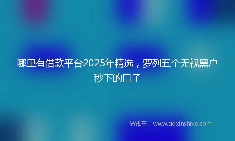 哪里有借款平台2025年精选，罗列五个无视黑户秒下的口子