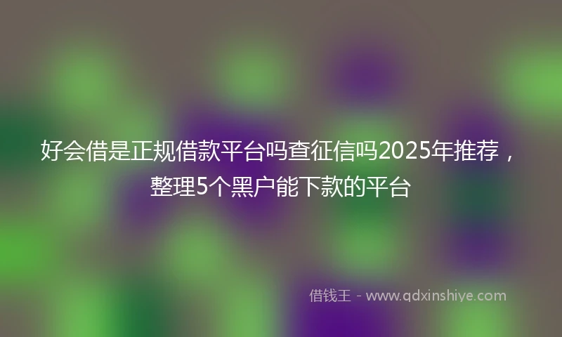 好会借是正规借款平台吗查征信吗2025年推荐，整理5个黑户能下款的平台