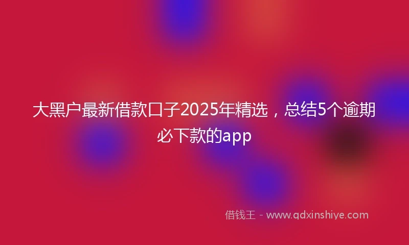 大黑户最新借款口子2025年精选，总结5个逾期必下款的app