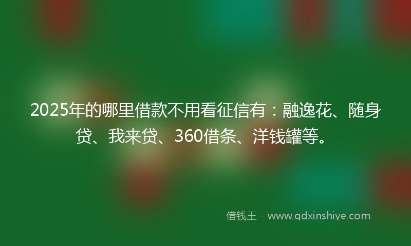 2025年的哪里借款不用看征信有：融逸花、随身贷、我来贷、360借条、洋钱罐等。