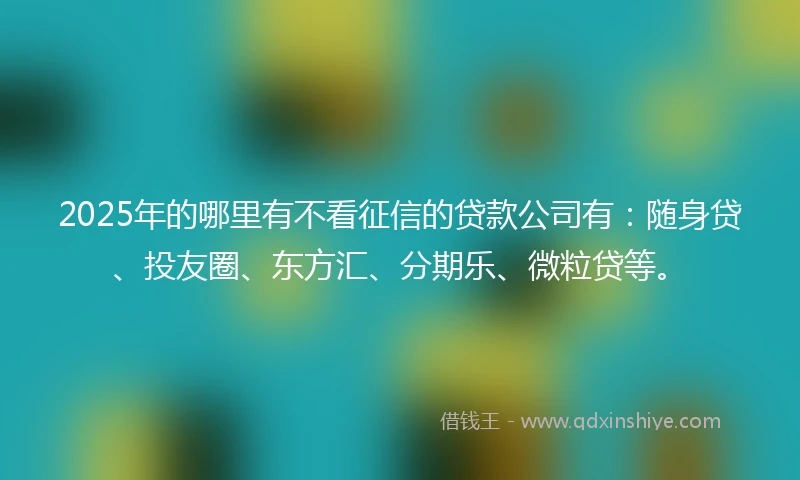 2025年的哪里有不看征信的贷款公司有：随身贷、投友圈、东方汇、分期乐、微粒贷等。