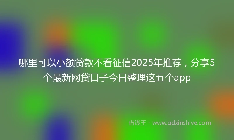 哪里可以小额贷款不看征信2025年推荐，分享5个最新网贷口子今日整理这五个app