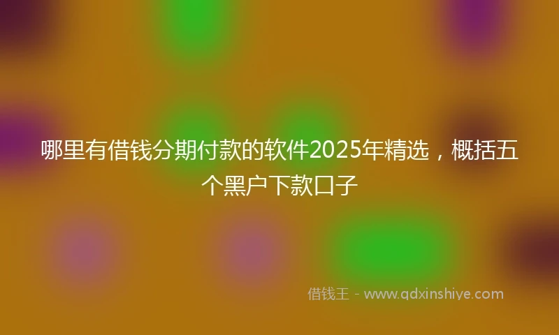 哪里有借钱分期付款的软件2025年精选，概括五个黑户下款口子