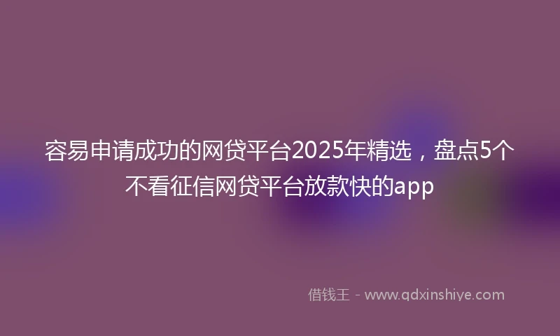 容易申请成功的网贷平台2025年精选，盘点5个不看征信网贷平台放款快的app