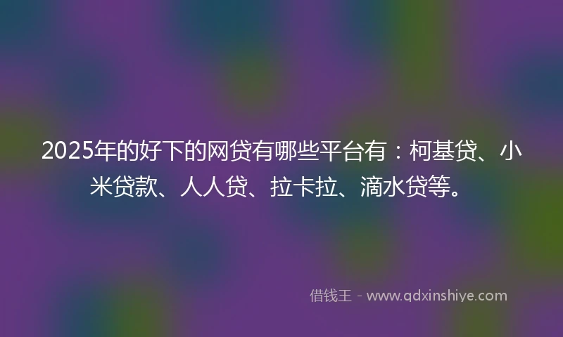 2025年的好下的网贷有哪些平台有：柯基贷、小米贷款、人人贷、拉卡拉、滴水贷等。