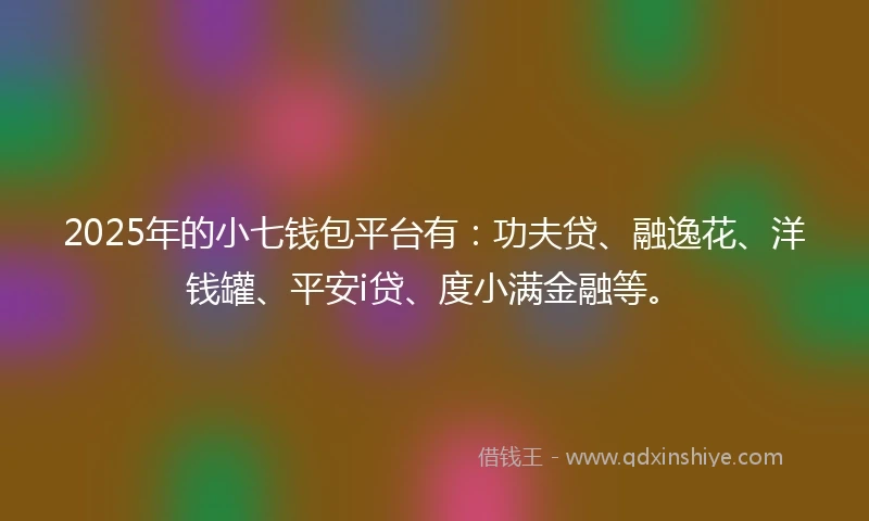 2025年的小七钱包平台有：功夫贷、融逸花、洋钱罐、平安i贷、度小满金融等。