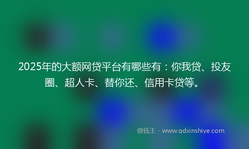 2025年的大额网贷平台有哪些有：你我贷、投友圈、超人卡、替你还、信用卡贷等。