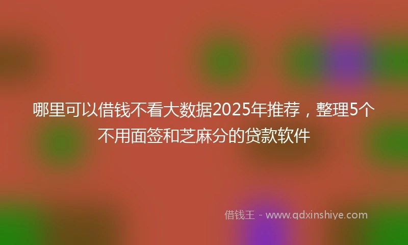 哪里可以借钱不看大数据2025年推荐，整理5个不用面签和芝麻分的贷款软件