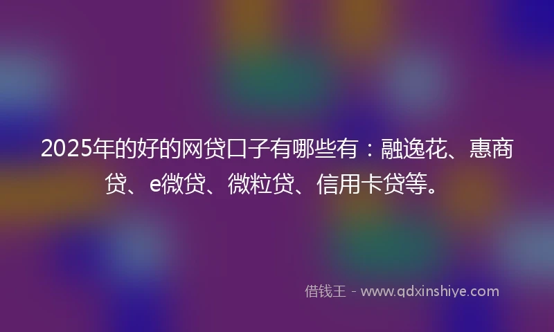 2025年的好的网贷口子有哪些有：融逸花、惠商贷、e微贷、微粒贷、信用卡贷等。