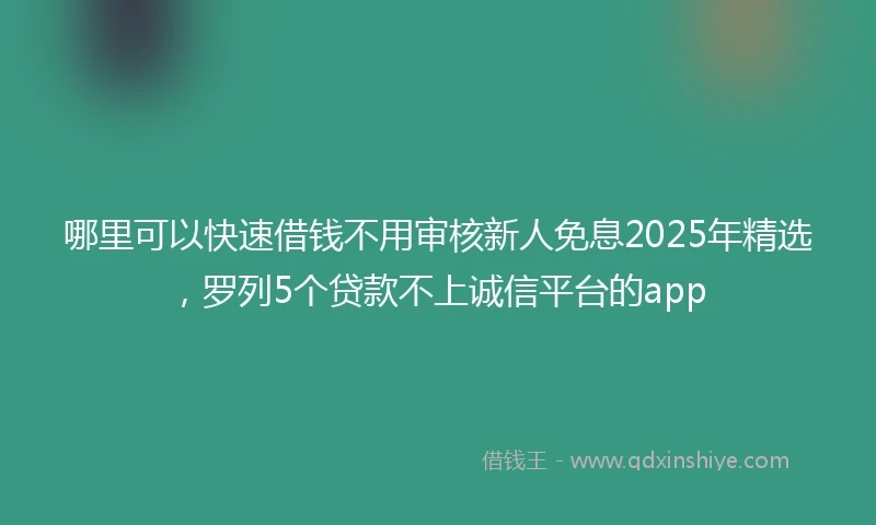 哪里可以快速借钱不用审核新人免息2025年精选，罗列5个贷款不上诚信平台的app