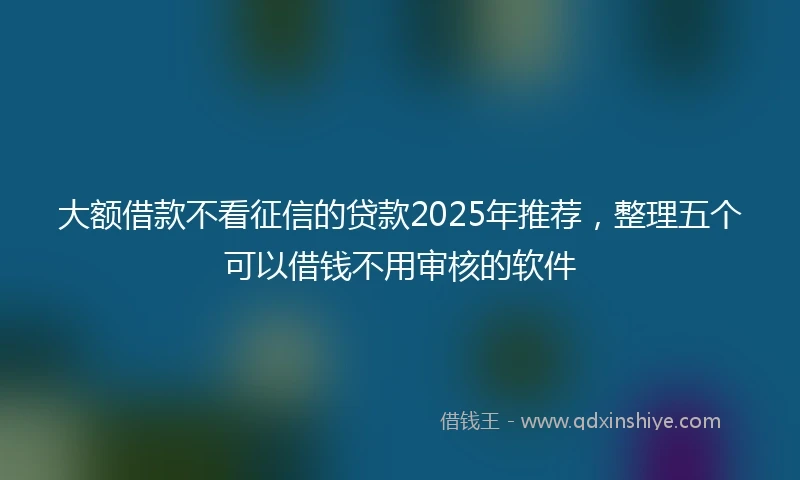 大额借款不看征信的贷款2025年推荐，整理五个可以借钱不用审核的软件