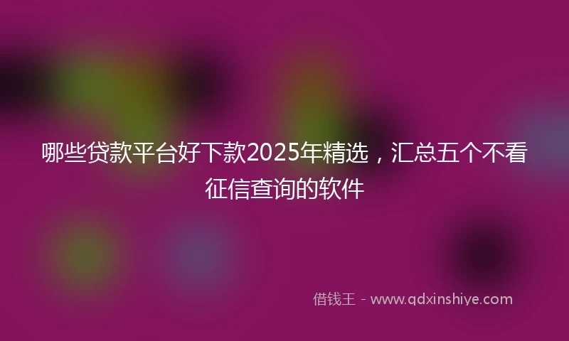 哪些贷款平台好下款2025年精选，汇总五个不看征信查询的软件