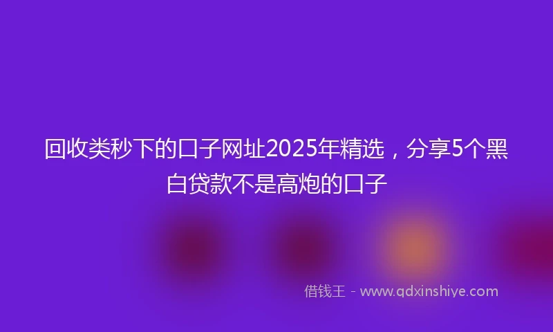 回收类秒下的口子网址2025年精选，分享5个黑白贷款不是高炮的口子