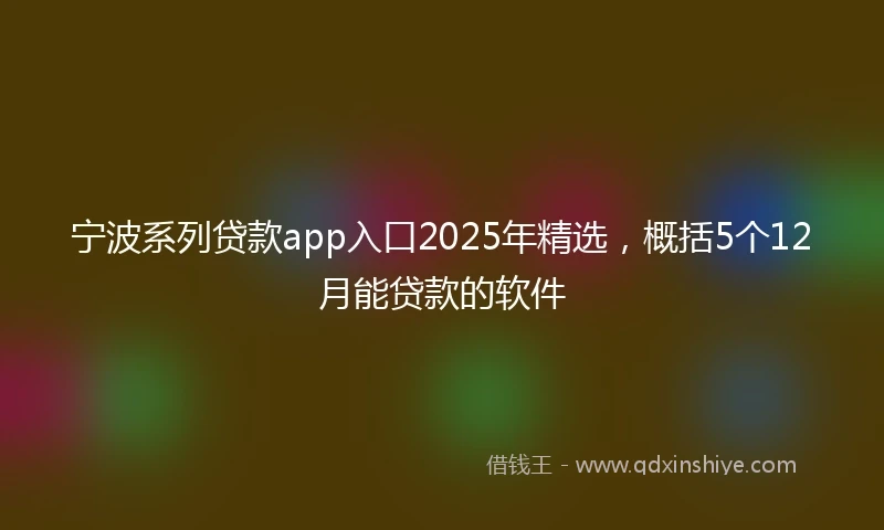 宁波系列贷款app入口2025年精选，概括5个12月能贷款的软件