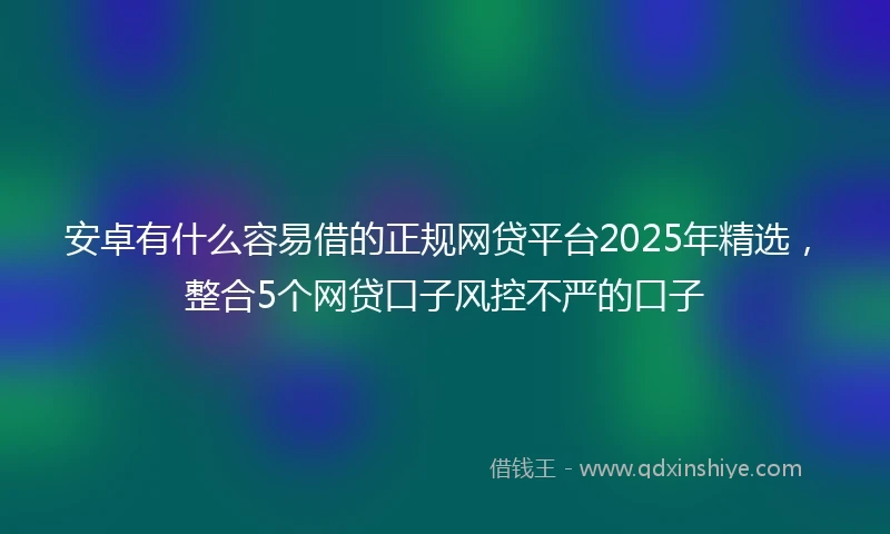 安卓有什么容易借的正规网贷平台2025年精选，整合5个网贷口子风控不严的口子
