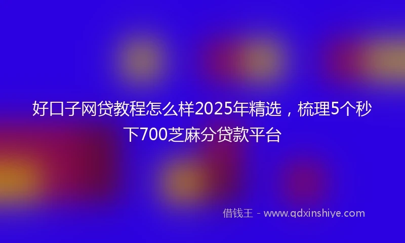 好口子网贷教程怎么样2025年精选，梳理5个秒下700芝麻分贷款平台