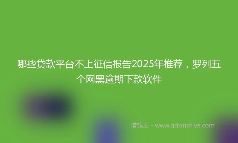 哪些贷款平台不上征信报告2025年推荐，罗列五个网黑逾期下款软件