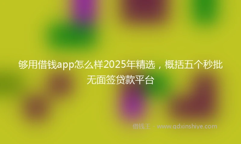 够用借钱app怎么样2025年精选，概括五个秒批无面签贷款平台