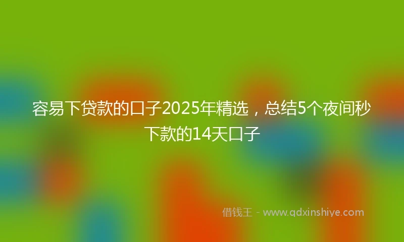 容易下贷款的口子2025年精选，总结5个夜间秒下款的14天口子