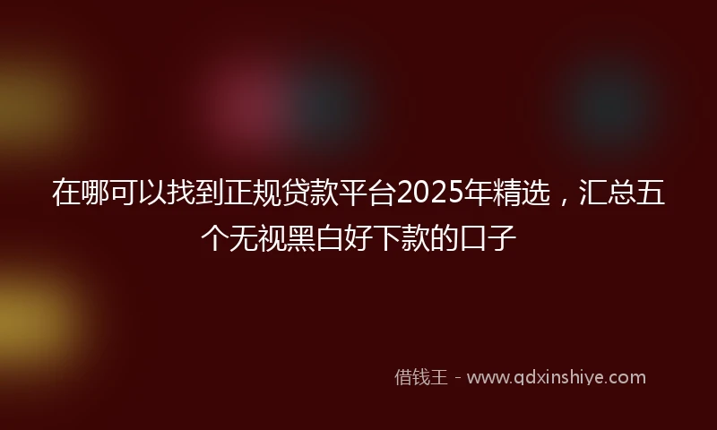 在哪可以找到正规贷款平台2025年精选，汇总五个无视黑白好下款的口子