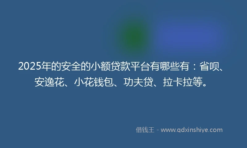 2025年的安全的小额贷款平台有哪些有：省呗、安逸花、小花钱包、功夫贷、拉卡拉等。