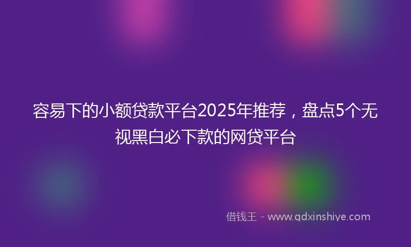 容易下的小额贷款平台2025年推荐，盘点5个无视黑白必下款的网贷平台