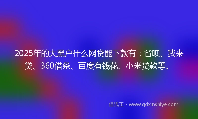 2025年的大黑户什么网贷能下款有：省呗、我来贷、360借条、百度有钱花、小米贷款等。