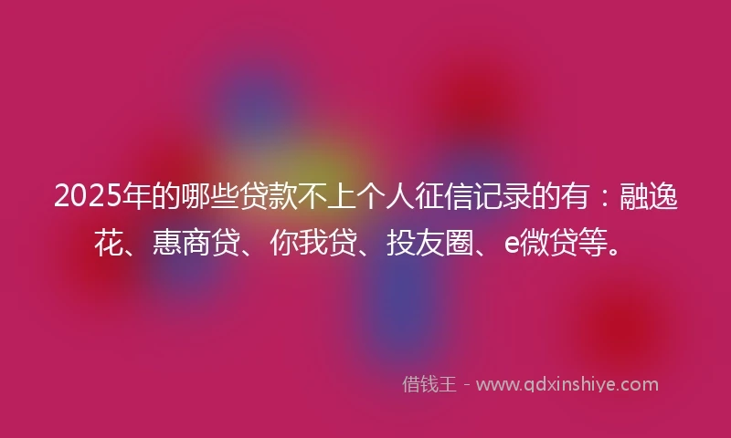 2025年的哪些贷款不上个人征信记录的有：融逸花、惠商贷、你我贷、投友圈、e微贷等。