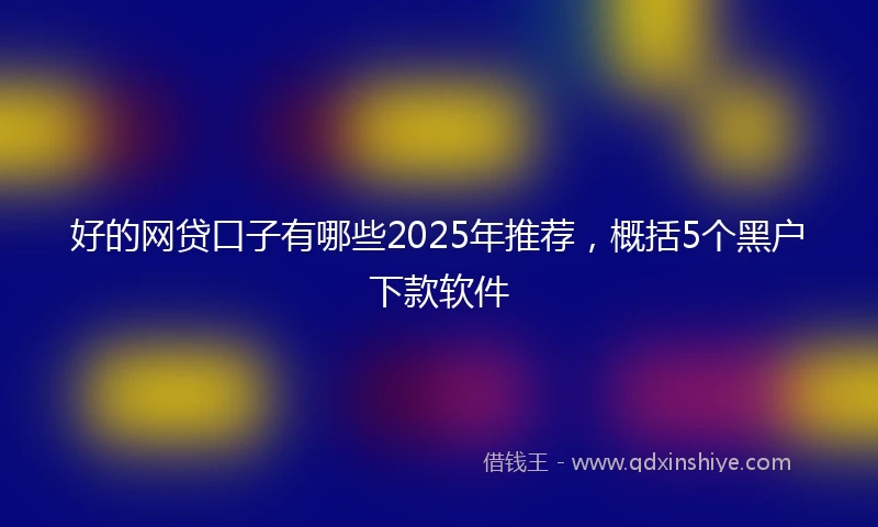 好的网贷口子有哪些2025年推荐，概括5个黑户下款软件