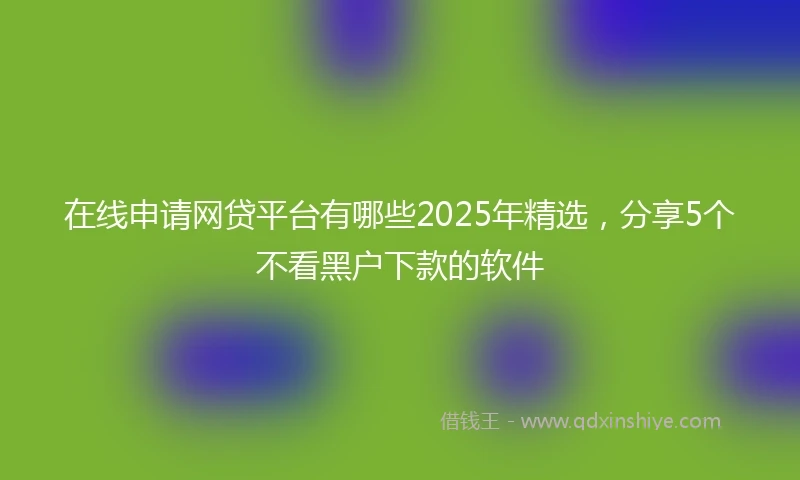 在线申请网贷平台有哪些2025年精选，分享5个不看黑户下款的软件