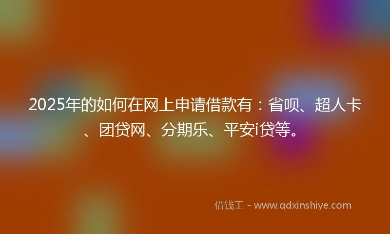 2025年的如何在网上申请借款有：省呗、超人卡、团贷网、分期乐、平安i贷等。