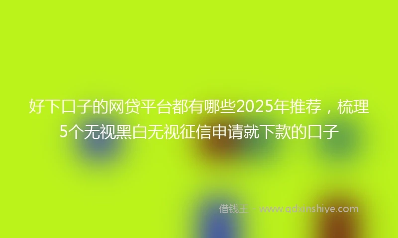 好下口子的网贷平台都有哪些2025年推荐，梳理5个无视黑白无视征信申请就下款的口子