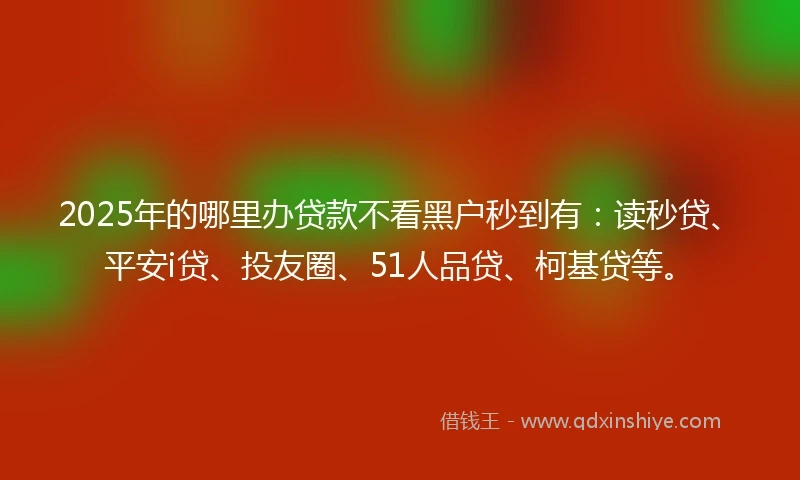 2025年的哪里办贷款不看黑户秒到有：读秒贷、平安i贷、投友圈、51人品贷、柯基贷等。