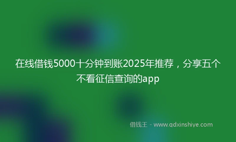 在线借钱5000十分钟到账2025年推荐，分享五个不看征信查询的app
