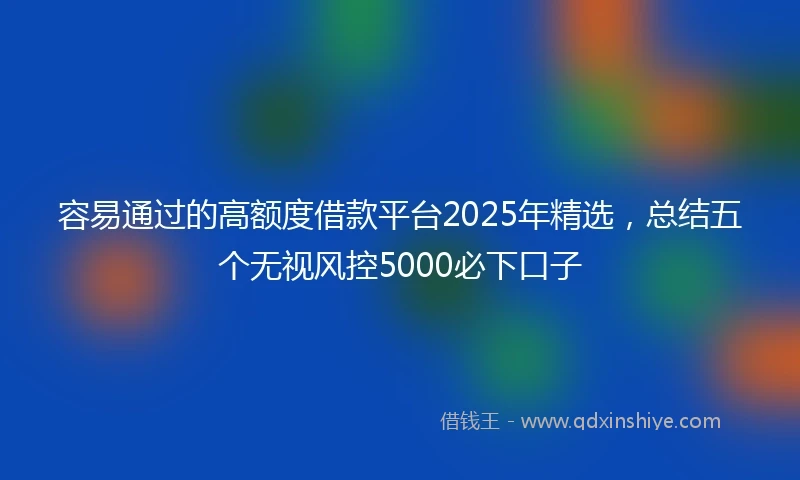 容易通过的高额度借款平台2025年精选，总结五个无视风控5000必下口子